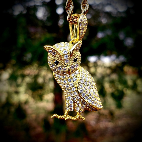 Primobling Other - Gold Simulated Diamond OWL Pendant Necklace